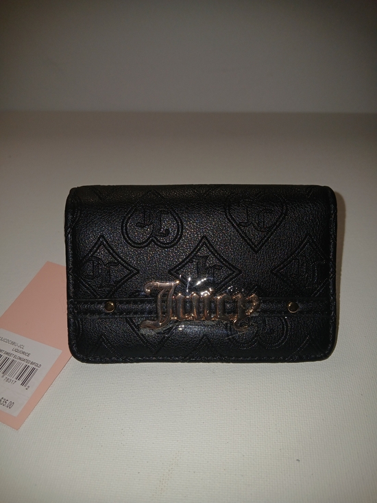 Juicy Couture Handbags - Juicy Couture Black Embossed Logo Wallet with Gold Accent